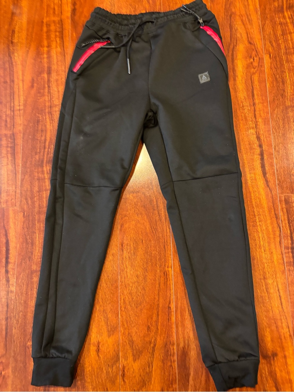 Kids Black Joggers with Red Zip Details